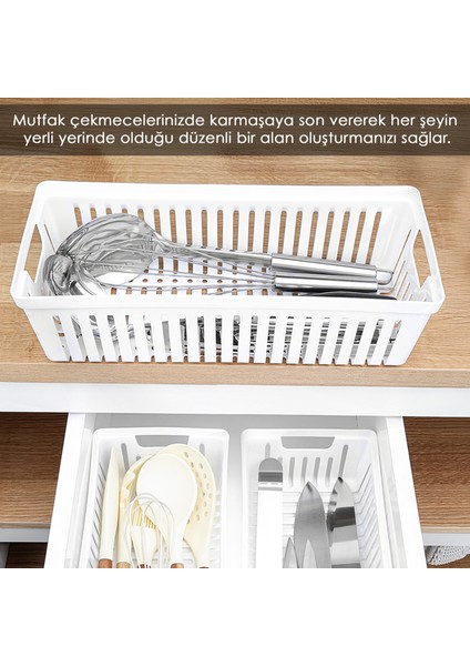 4'lü Modüler Kaşıklık Seti - Mutfak Düzenleyici Çekmece Içi Organizer Bıçaklık Kepçelik Beyaz modelleri