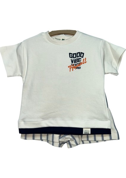 Erkek Bebek Yazlık Şortlu Takım – Baskılı Tişört & Çizgili Şort 2'li Set ⚡ fiyatları