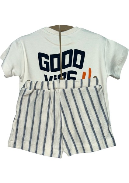 Erkek Bebek Yazlık Şortlu Takım – Baskılı Tişört & Çizgili Şort 2'li Set ⚡ modelleri