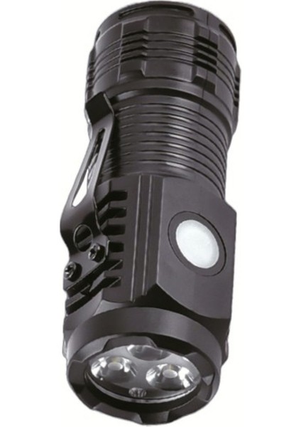 3 Xe LED Flaşörlü Sos Fonksiyonlu 500 Lumen Çok Orta Az Işık, Seviyeli Şarjlı Mini Kamp El Feneri