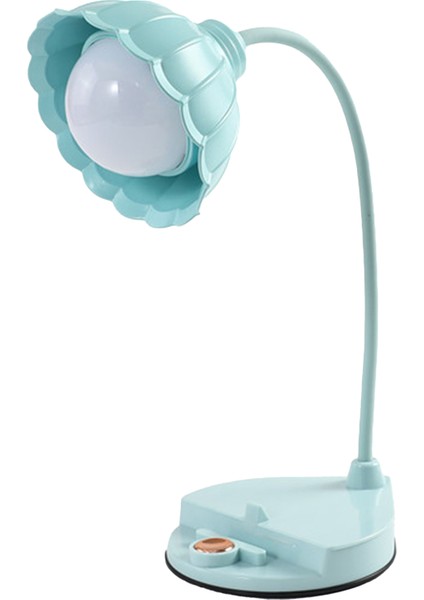 LED Okuma Işığı Plastik Çiçek Şekilli Dokunmatik USB Şarjlı Katlanır Masa Lambası Yatak Odası Yurt Mavi (Yurt Dışından)