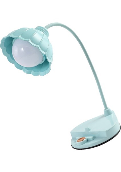 LED Okuma Işığı Plastik Çiçek Şekilli Dokunmatik USB Şarjlı Katlanır Masa Lambası Yatak Odası Yurt Mavi (Yurt Dışından) fırsatları