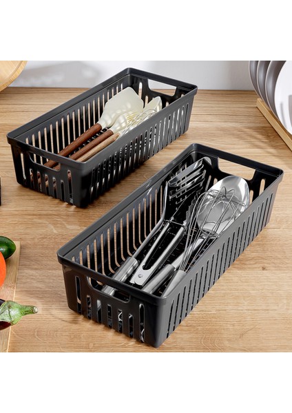 2'li Modüler Kaşıklık Seti - Mutfak Düzenleyici Çekmece Içi Organizer Bıçaklık Kepçelik Siyah