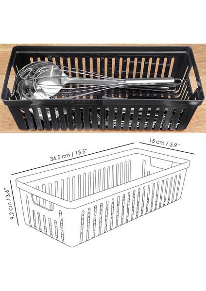 2'li Modüler Kaşıklık Seti - Mutfak Düzenleyici Çekmece Içi Organizer Bıçaklık Kepçelik Siyah