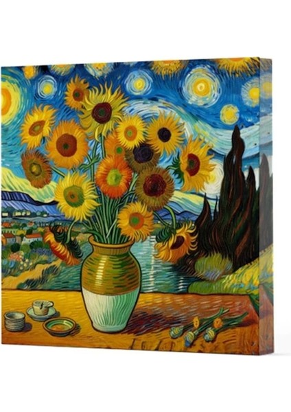 Van Gogh 10 Ayçiçekleri - Çizgisiz Yan Boyamalı Defter