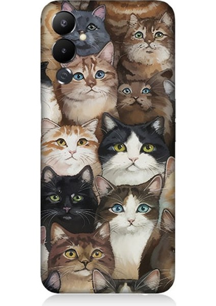 Tecno Pova 3 Uyumlu Kedi Kalabalığında Kaos Desenli Silikon Kılıf