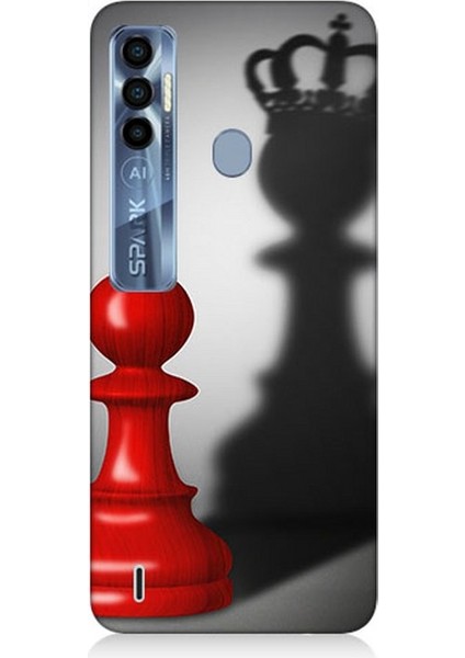 Tecno Spark 7 Pro Uyumlu Piyonun Taçlı Hayali Desenli Silikon Kılıf