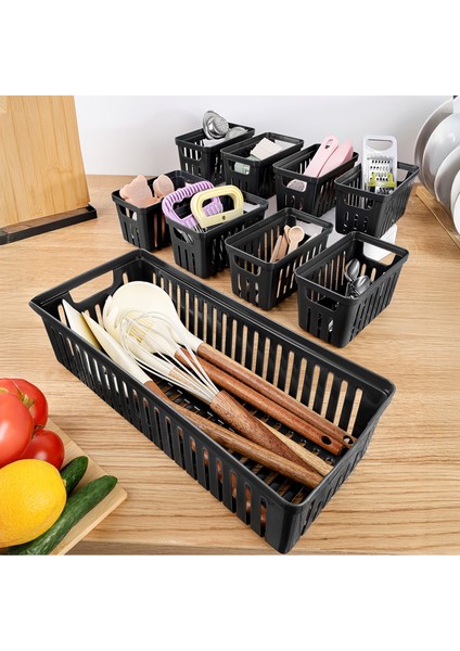 9 Parça Modüler Kaşıklık Seti - Çok Amaçlı Çekmece Içi Düzenleyici Mutfak Organizer Kepçelik Siyah
