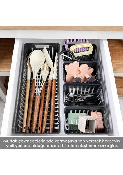9 Parça Modüler Kaşıklık Seti - Çok Amaçlı Çekmece Içi Düzenleyici Mutfak Organizer Kepçelik Siyah fiyatları