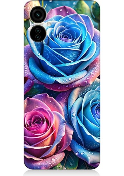 Tecno Spark 9 Pro Uyumlu Gökkuşağı Renkli Güller Desenli Silikon Kılıf