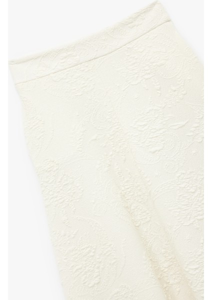 Rahat Kalıp Floral Dokulu Midi Boy Çan Etek modelleri