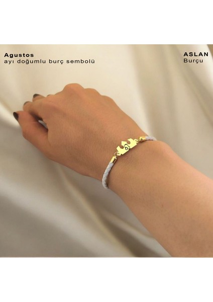 Ağustos Ayı Doğumları İçin 14 Ayar Altın Plakalı Siyah Derili Taç Figürlü Hediye Bileklik-462AY fırsatları