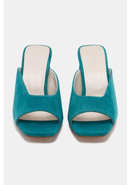 Anna Kadın Turkuaz Gerçek Deri Topuklu Terlik fiyatları