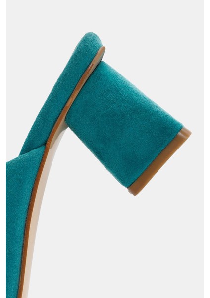 Anna Kadın Turkuaz Gerçek Deri Topuklu Terlik fırsatları