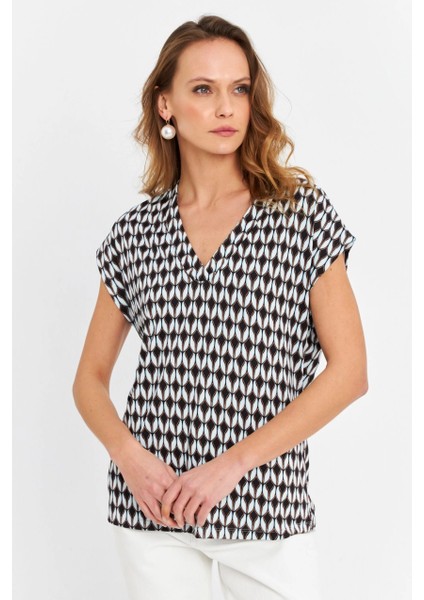 Kadın Multi V Yaka Salaş Bluz MLPP643