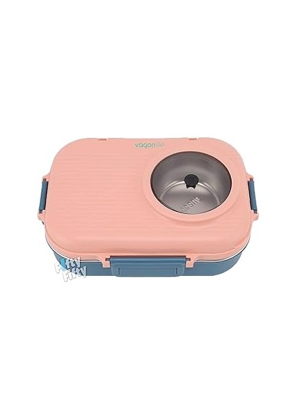 1100 ml Çorba Kaseli-Metal Kaşıklı Paslanmaz Çelik Bento Lunch Box Yeni Nesil Sefer Tası-