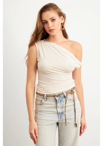 Kadın Vanilya Asimetrik Kol Bluz VA100 modelleri