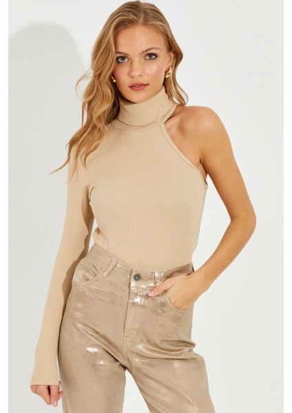 Kadın Vanilya Balıkçı Tek Kol Kaşkorse Bluz EY1118 modelleri