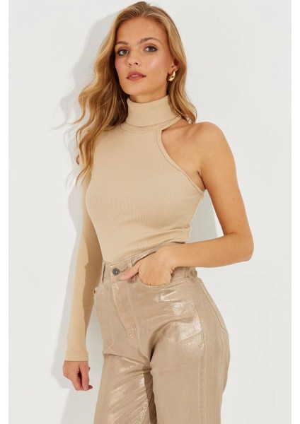 Kadın Vanilya Balıkçı Tek Kol Kaşkorse Bluz EY1118 indirimleri