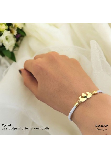 Eylül Ayı Doğumları İçin Doğal Siyah Derili Taç Figürlü 14 Ayar Altın Plakalı Hediye Bileklik-462AY fiyatları