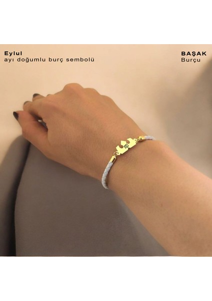 Eylül Ayı Doğumları İçin Doğal Siyah Derili Taç Figürlü 14 Ayar Altın Plakalı Hediye Bileklik-462AY fırsatları