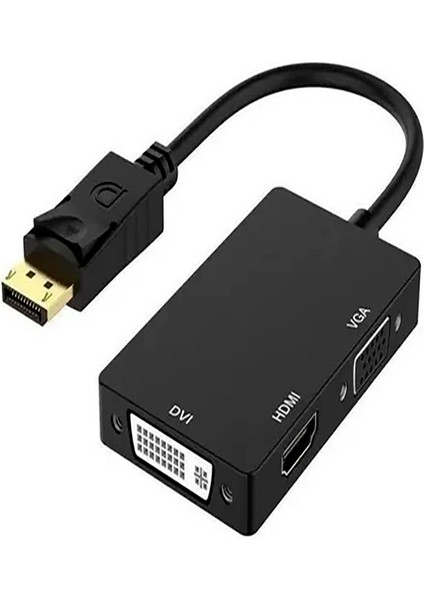 Displayport Dp - Hdmı/dvı/vga Erkek - Dişi 3'ü 1 Arada Adaptör Dönüştürücü