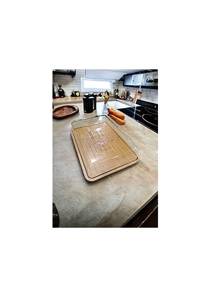 Mayaglory Ahşap Dikdörtgen Kek Fanus Akrilik Kapak En:23 cm Boy:32 cm