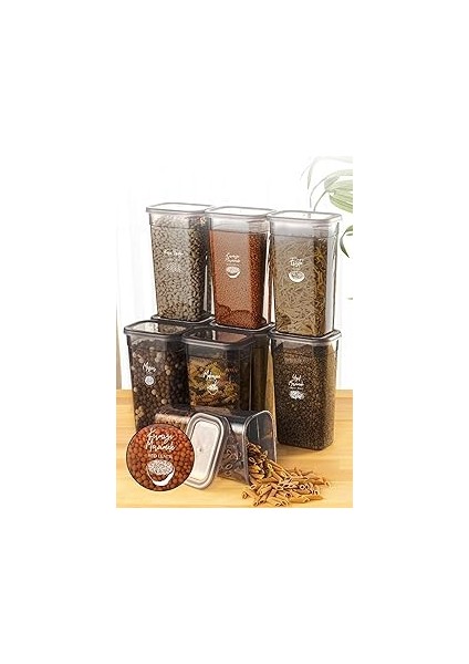 9lu 1,9 Litre Peggy Dikdörtgen Saklama Kabı Seti Serigrafi Etiketli