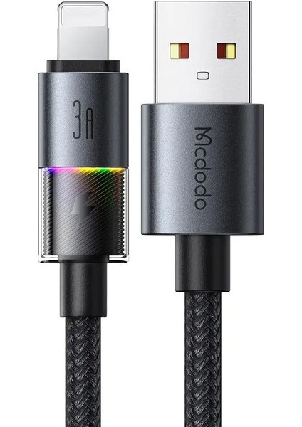 CA-8170 USB iPhone 3A 7 Renkli LED Işıklı Şarj Data Kablosu