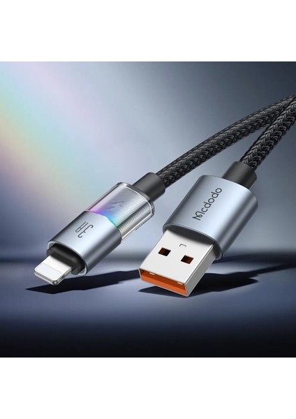 CA-8170 USB iPhone 3A 7 Renkli LED Işıklı Şarj Data Kablosu