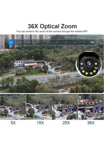 4K Wifi Güvenlik Kamerası – 36X Optik Zoom, Çift Lens, Gece Görüşlü, Alarmlı, Motorize Odaklama