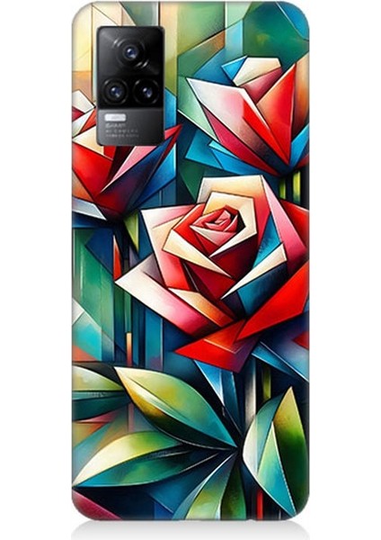 Vivo V21E Uyumlu Soyut Origami Gül Deseni Desenli Silikon Kılıf