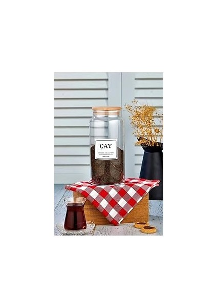 Şaki̇lata Concept 1300 ml Ahşap Kapaklı Çay Saklama Kabı Cam Kavanoz Beyaz