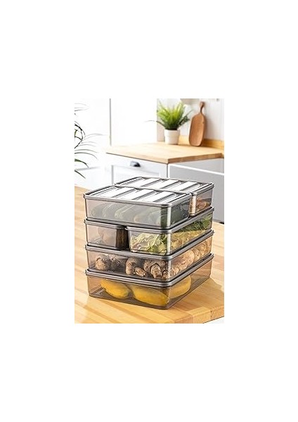 6lı Bella Buzdolabı Düzenleyici Antrasit 2x(3,5, 1,65, 1,75 Litre)