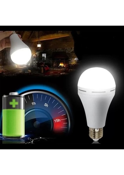 Şarjlı Akülü 15W Beyaz Işık LED Ampul-10 Adettir modelleri