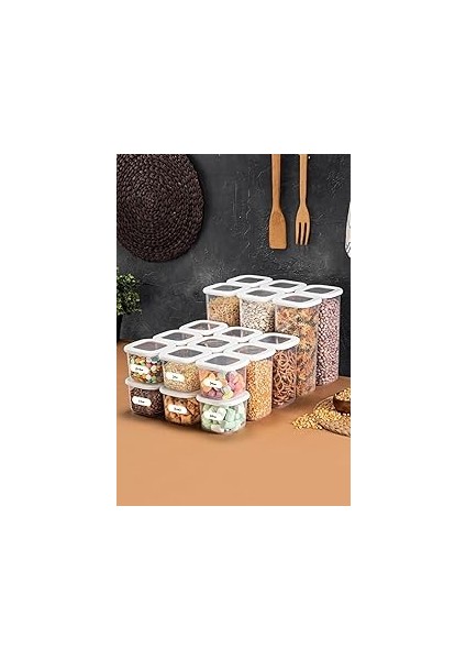 Foly Etiketli Erzak Saklama Kabı 18'li Set 6x(0,55 Litre, 1,2 Litre, 1,75 Litre)