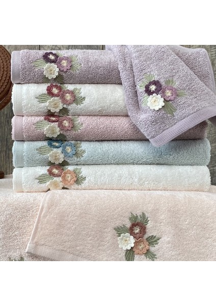 Buket - %70 Bambu / %30 Pamuk Nakışlı El Havlusu - 6'lı Set 50X90 modelleri