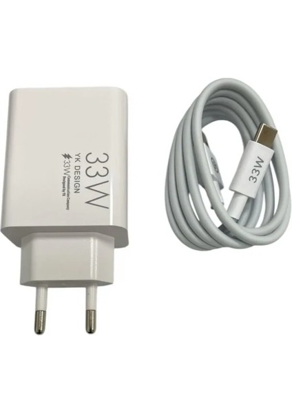 Yk Desing Type-C 33W (Watt) Turbo Hızlı Şarj Cihazı Adaptörü ve Kablosu (Kutulu Set) YK-SR68