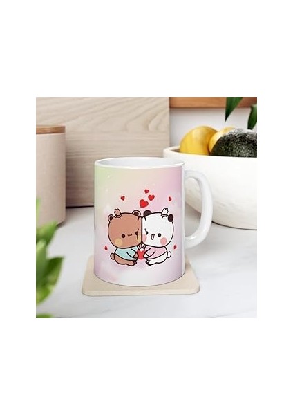Print Dore Sevimli Bubu ve Dudu Kahve Kupa, Ayı Seramik Kupa, Panda Ayı Kupası,ıngilizce Kupa 95