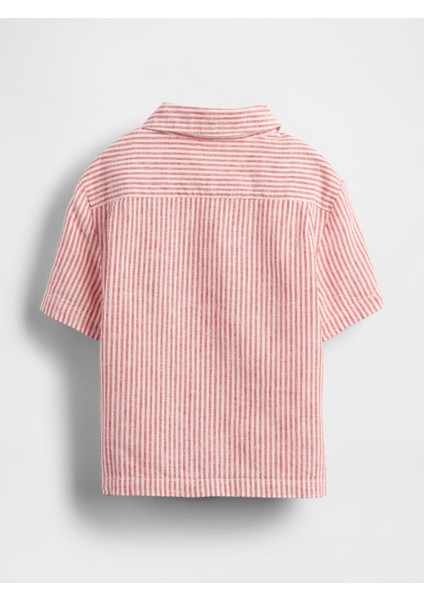 Erkek Bebek Kırmızı Keten-Pamuk Karışımlı Cabana Gömlek fiyatları