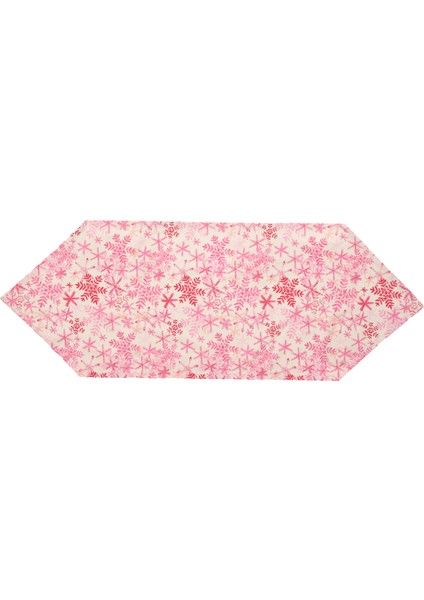 Özel Tasarım Dekoratif Ranforce Pamuklu Kumaş Dekoratif Kar Tanesi Desenli Pembe Üçgen Runner 50X150 fırsatları