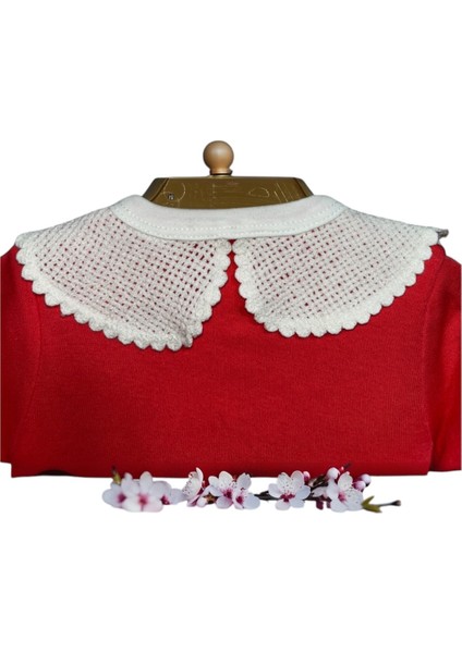 Kız Bebek Patikli Tulum - Örgü Yaka Detaylı Düğmeli Kırmızı Tulum fırsatları