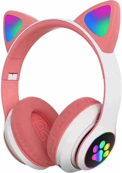 RGB LED Işıklı Cat‑Ear Kedi Bluetooth Kulaklık | Kafa Üstü Stereo | Mikrofonlu
