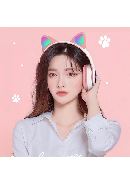 RGB LED Işıklı Cat‑Ear Kedi Bluetooth Kulaklık | Kafa Üstü Stereo | Mikrofonlu modelleri