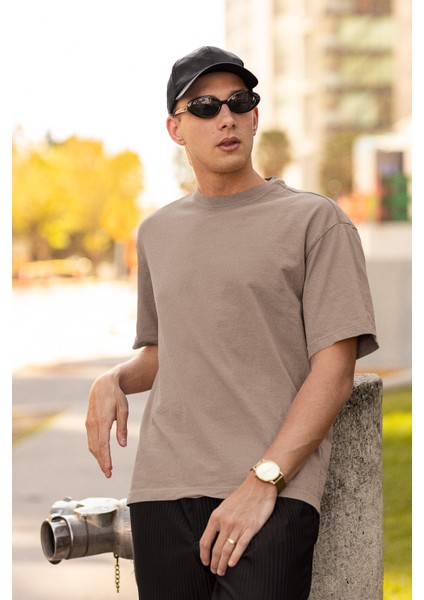 Oversize Relax Bisiklet Yaka Basic Kahve Tişört / Rahat Kesim T-Shirt fiyatları