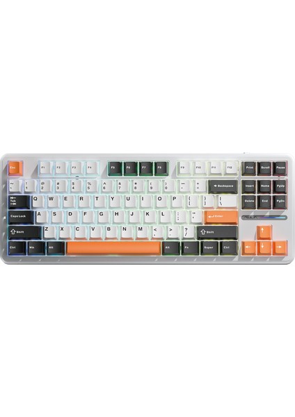 F87 Mekanik Rgb Tkl Spacecrystal Switch Kablosuz Makrolu Hot Swap Klavye Turuncu