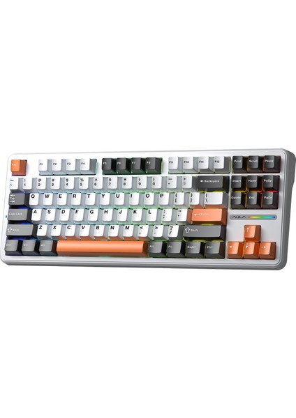 F87 Mekanik Rgb Tkl Spacecrystal Switch Kablosuz Makrolu Hot Swap Klavye Turuncu