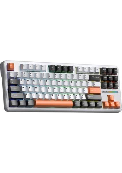 F87 Mekanik Rgb Tkl Spacecrystal Switch Kablosuz Makrolu Hot Swap Klavye Turuncu