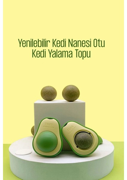 Avokado Şeklinde Catnipli Doğal Kedi Yalama Topu 6 cm