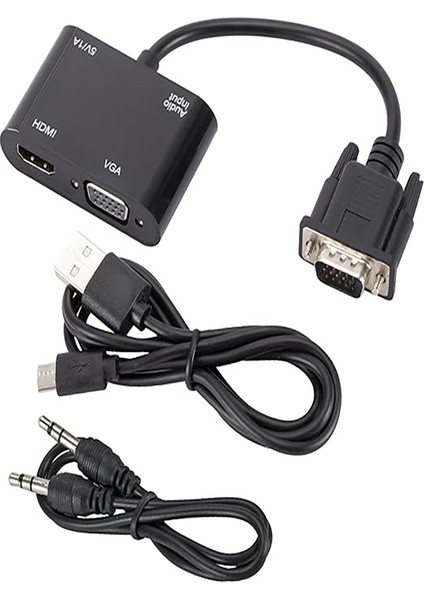 VGA HDMI Dönüştürücü Adaptörü VGA Kaynak Çıkışı Tv Dizüstü Bilgisayar Masaüstü Monitör Için fırsatları